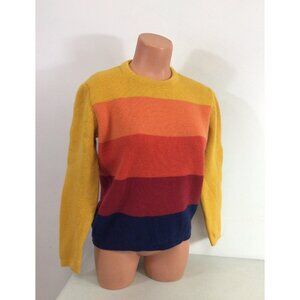 Vintage Retro 70’s Wool Sweater Orange Rainbow Womens Medium